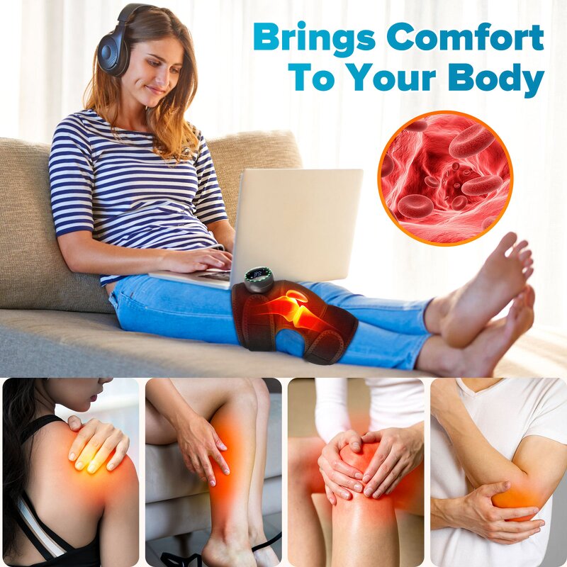 Knee Massager Manufacturer - New 3-In-1 LED with 5 Speed Vibration & Hot Compress Professional Pad
