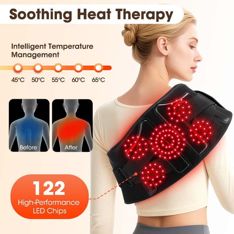 Waist Massager Manufacturer - 2025 Newest Rechargeable Heated with Elastic Red Light Massage for Muscle Relaxation