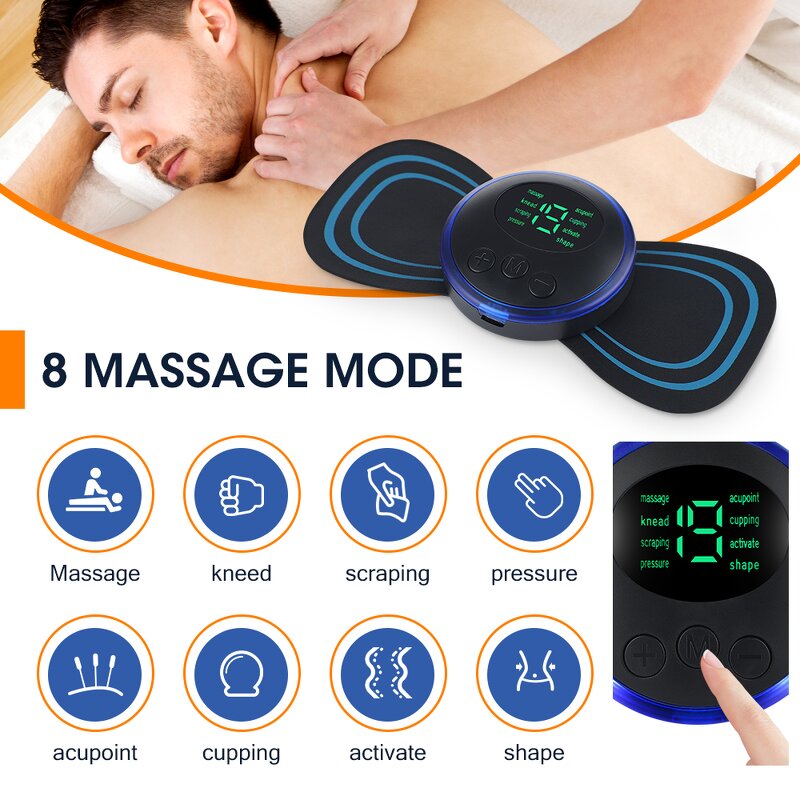 Body Massager Manufacturer - 19 Levels 8 Modes Mini Digital Pulse with Hammer EMS for Cervical Back Neck Relief