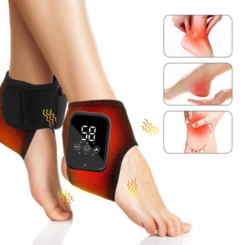 Ankle Massager Manufacturer - 2 Pcs Portable Hot Compress Vibration for Ankle Joint Protection Heated Strap USB Rechargeable