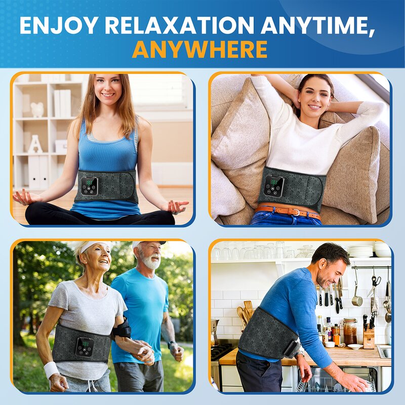 Waist Massager Manufacturer - New Printing Process 4 Air Bladder Squeeze Heating Vibration Airbag Lumbar Belt