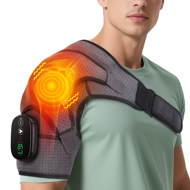 Shoulder Massager Manufacturer - Electric Brace Support Wrap with Heated Pad Wireless Vibration Heating