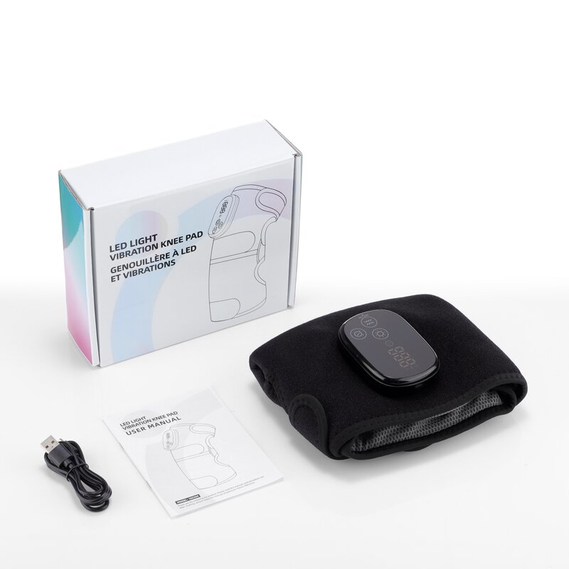 Knee Massager Manufacturer - Large Rechargeable 660nm & 850nm LED Red Light Brace with 4 Vibration Areas