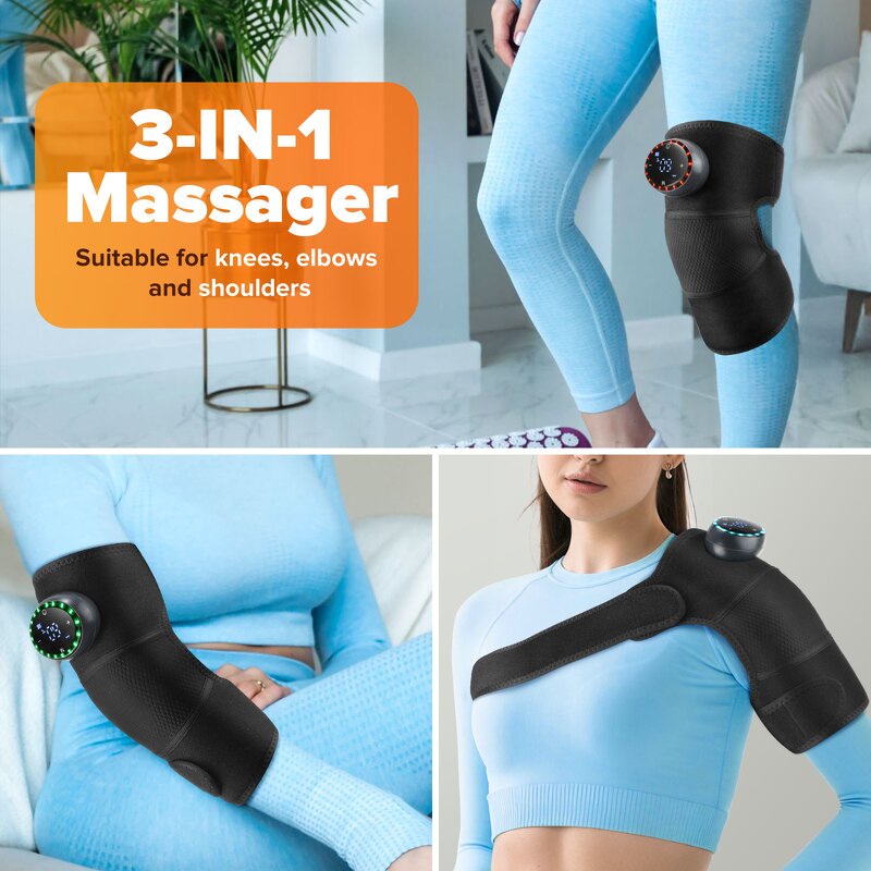 Knee Massager Manufacturer - New 3-In-1 LED with 5 Speed Vibration & Hot Compress Professional Pad