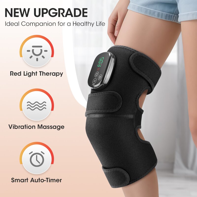 Knee Massager Manufacturer - Large Rechargeable 660nm & 850nm LED Red Light Brace with 4 Vibration Areas