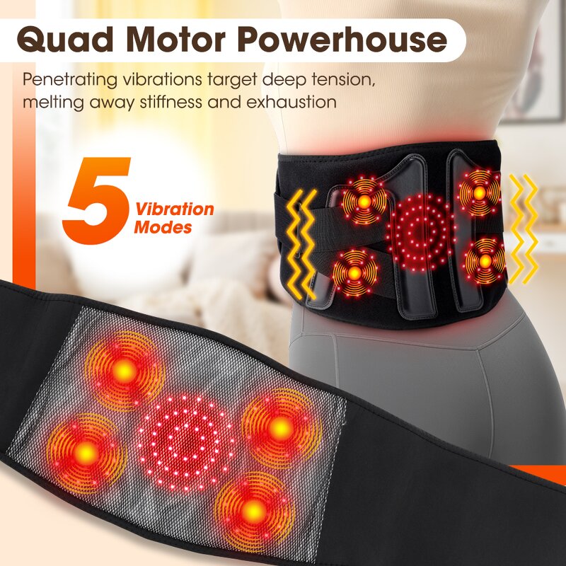 Waist Massager Manufacturer - 2025 Newest Rechargeable Heated with Elastic Red Light Massage for Muscle Relaxation