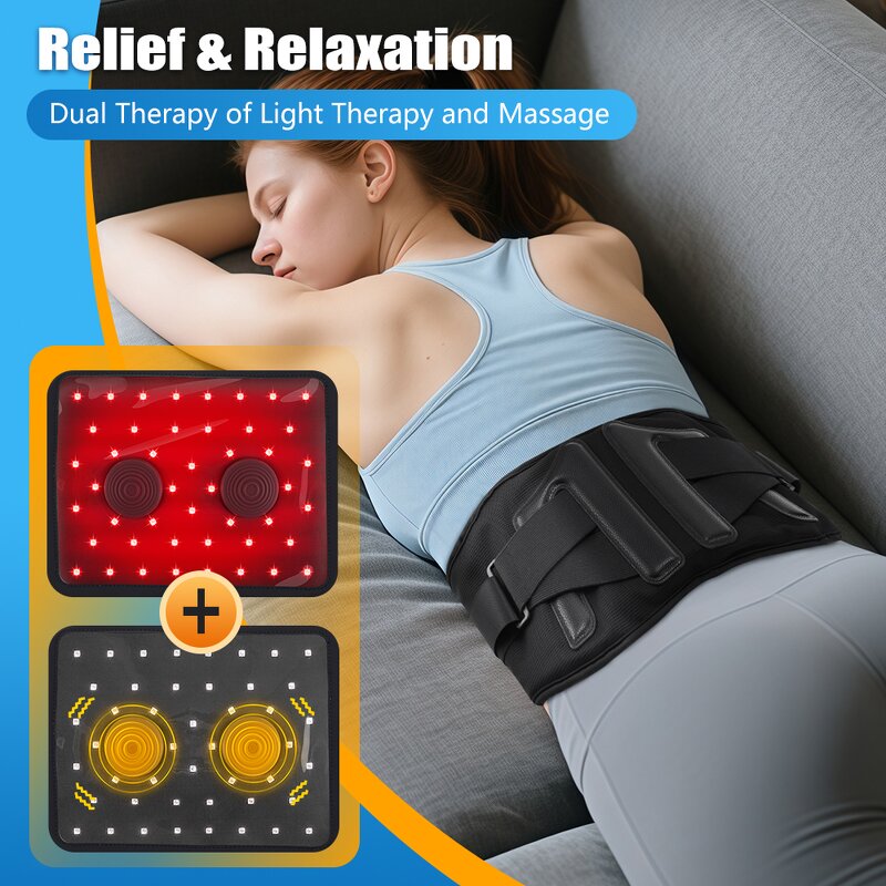 Waist Massager Manufacturer - Cordless Red Light Therapy with Kneading Massage Electric Lumbar Brace & Heating