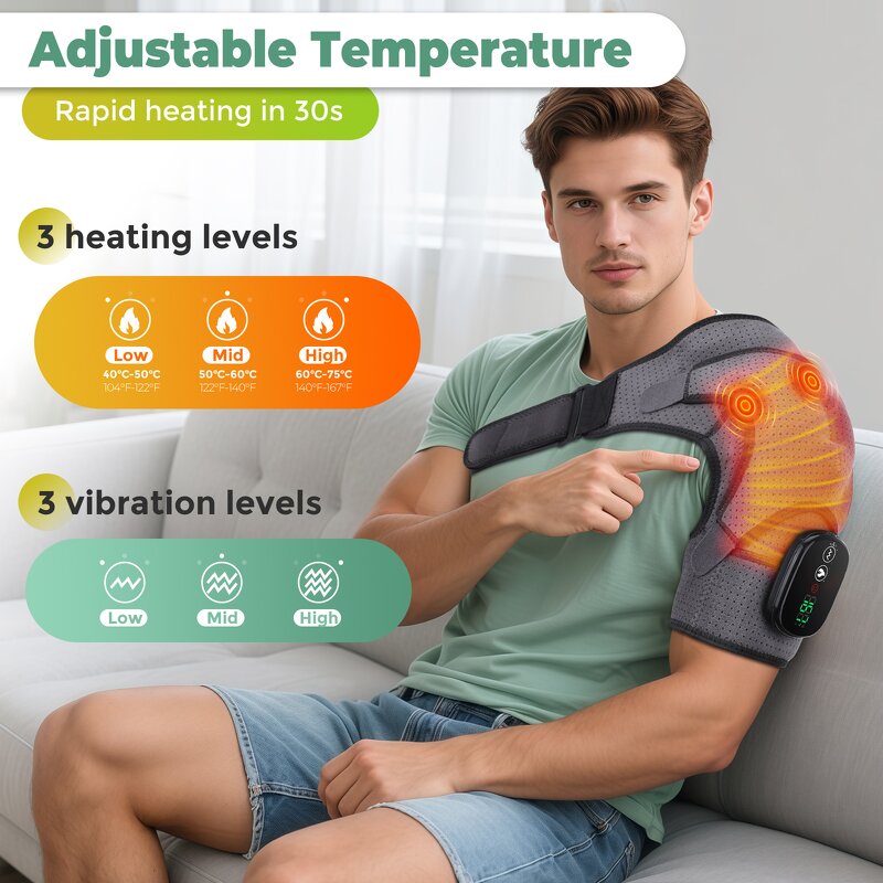 Shoulder Massager Manufacturer - Electric Brace Support Wrap with Heated Pad Wireless Vibration Heating