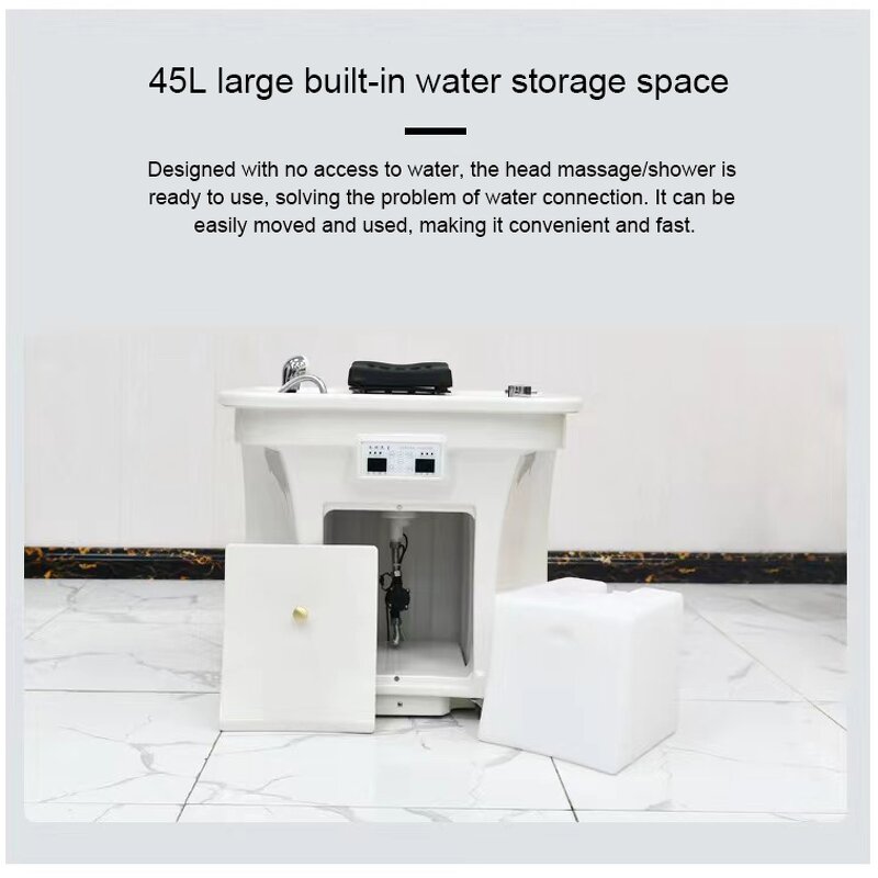 Pipeless Shampoo Chair - Salon Hair Washing Bed with Internal Water Tank