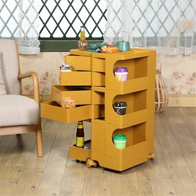 Rotating Bedside Table - Movable Salon Storage Side Cabinet