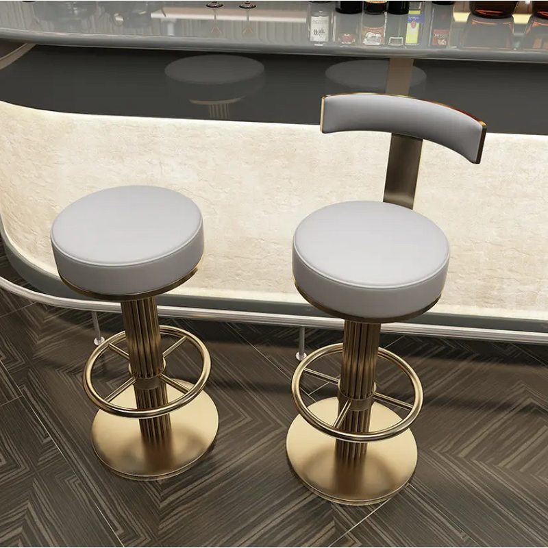 Metal Swivel Bar Stool - Brushed Gold Adjustable Hotel High Chair