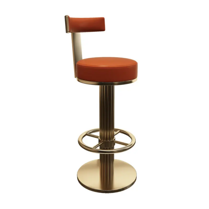 Metal Swivel Bar Stool - Brushed Gold Adjustable Hotel High Chair