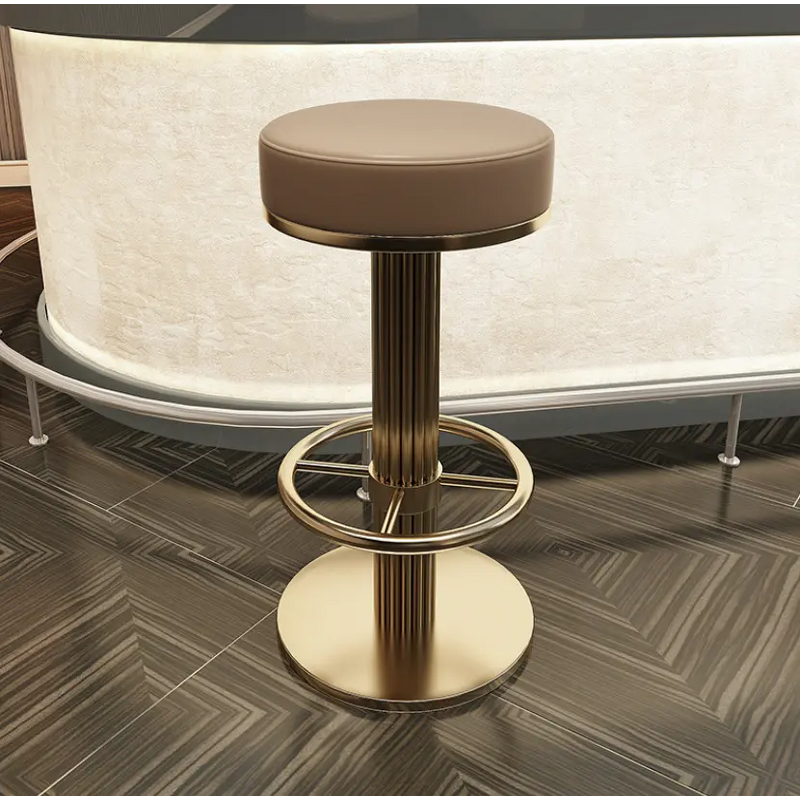 Metal Swivel Bar Stool - Brushed Gold Adjustable Hotel High Chair
