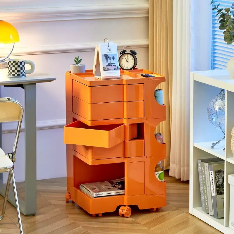 Rotating Bedside Table - Movable Salon Storage Side Cabinet