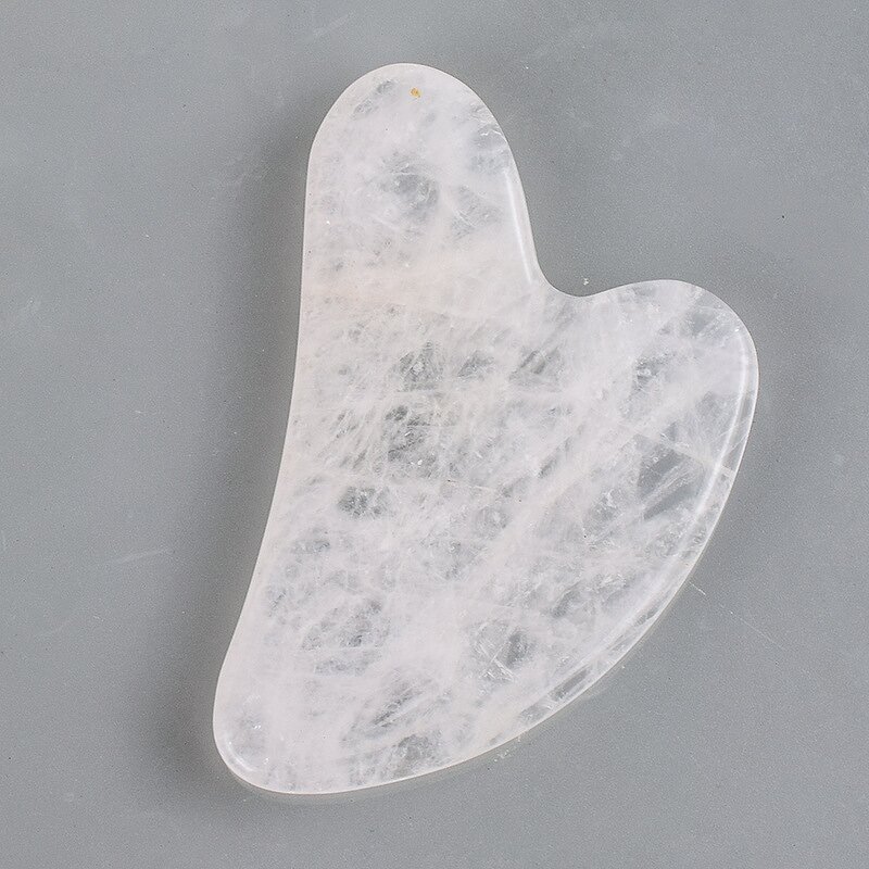 Gua Sha Tool Manufacturer - Custom Acupuncture Board White Crystal Rock Quartz Heart Shape for Body Neck Facial