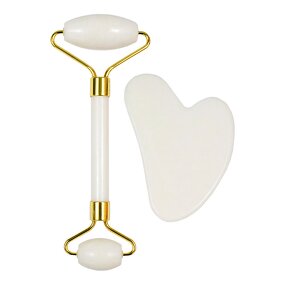 Facial Massager Kit Manufacturer - Wholesale Natural White Jade Roller Xiuyan Stone Guasha Scraping Board