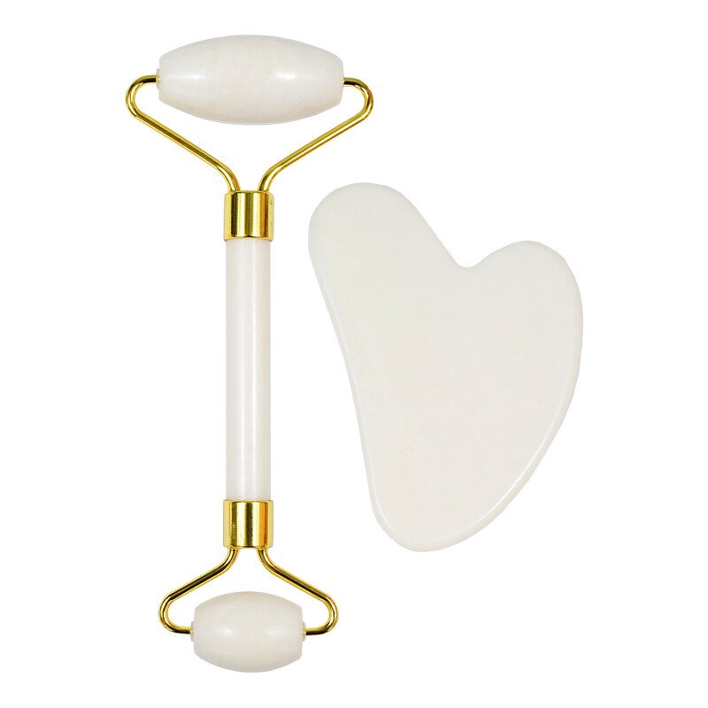 Facial Massager Kit Manufacturer - Wholesale Natural White Jade Roller Xiuyan Stone Guasha Scraping Board