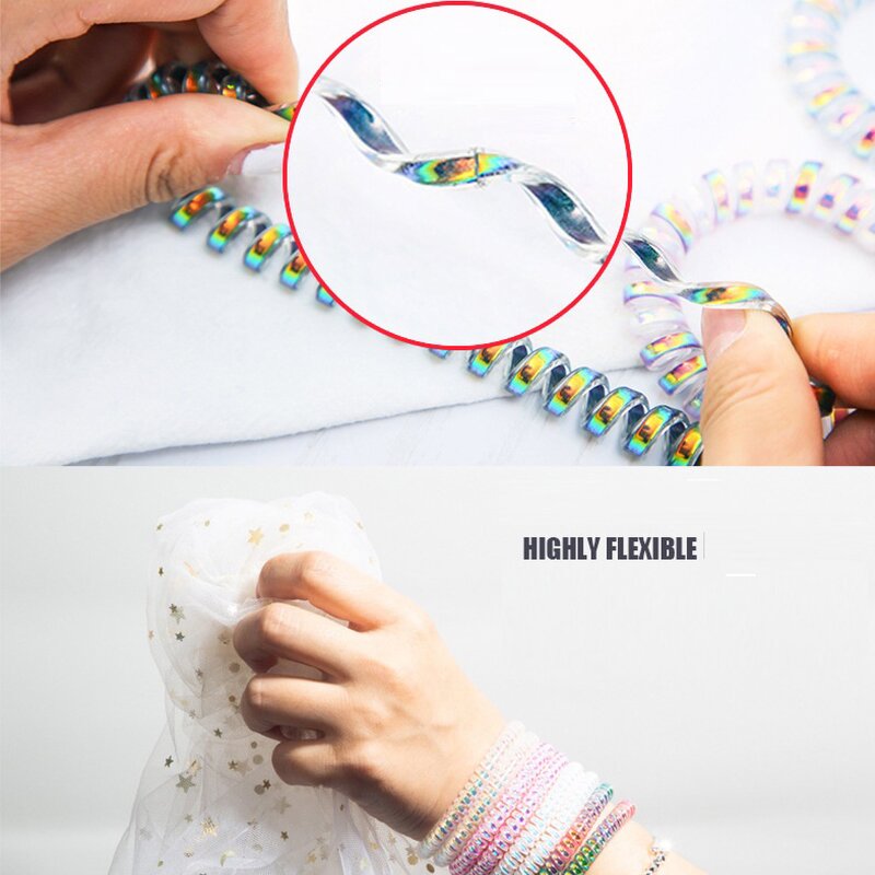 Hair Circle Manufacturer - New Colorful Mermaid Telephone Cable Rope Bracelet Rubber Band Leather Cover