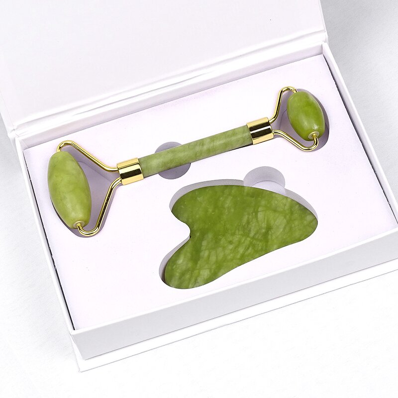 Facial Massager Set Manufacturer - Factory Direct Wholesale with Real Natural Green Jade Roller & Gua Sha