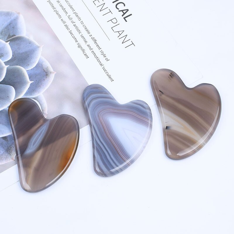 Gua Sha Tool Manufacturer - Customize Logo Grey Agate Natural Stone for Body Muscle Therapy & Skincare