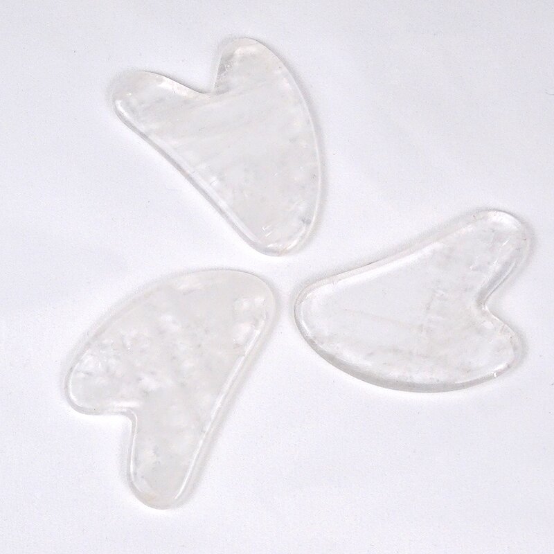 Gua Sha Tool Manufacturer - Custom Acupuncture Board White Crystal Rock Quartz Heart Shape for Body Neck Facial
