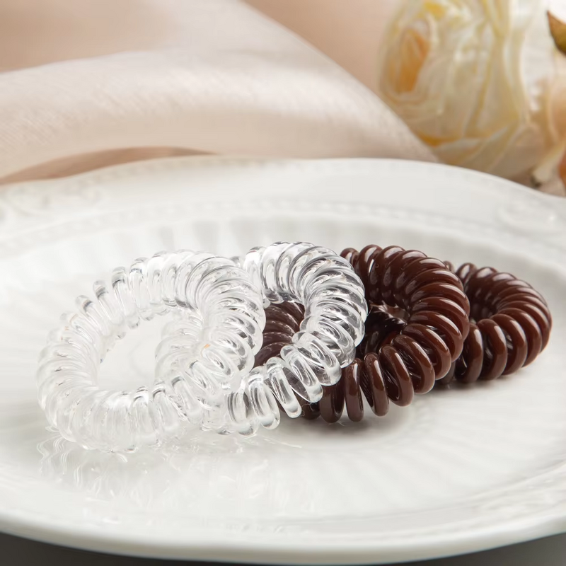 Hair Ties Manufacturer - Wholesale Fashion Elastic Plastic Telephone Wire Cords 3.5cm Traceless Ring