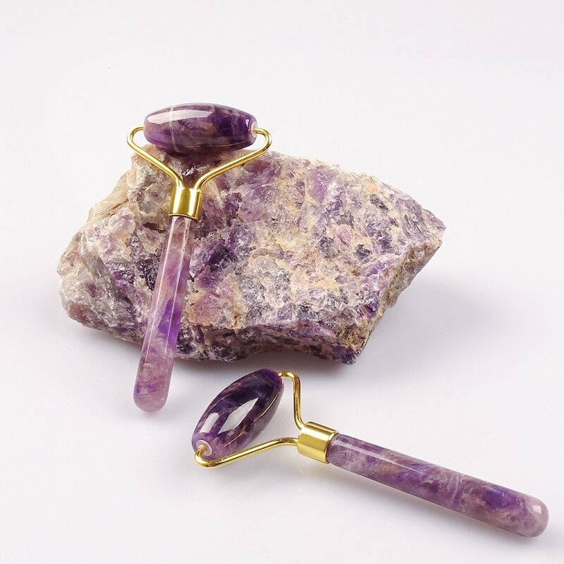 Facial Massager Manufacturer - Natural Stone Jade Acupressure Anti-Aging Crystal Single Head Amethyst