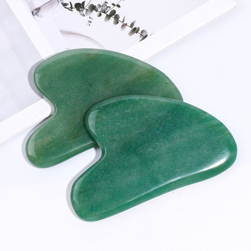 Gua Sha Tool Manufacturer - Custom Logo Natural Green Aventurine Scraper for Body Face Eye Neck Home Use