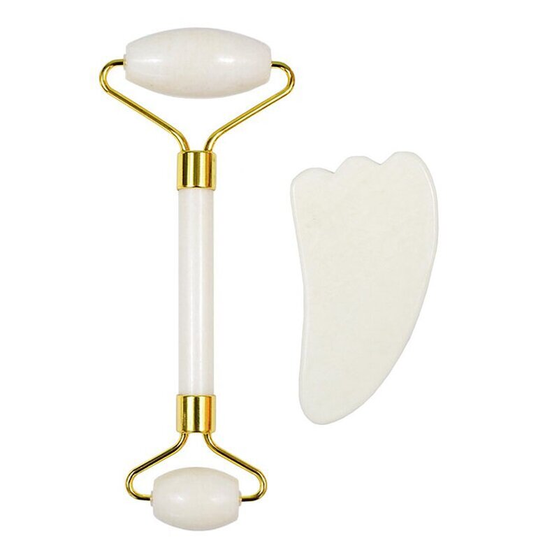 Facial Massager Kit Manufacturer - Wholesale Natural White Jade Roller Xiuyan Stone Guasha Scraping Board