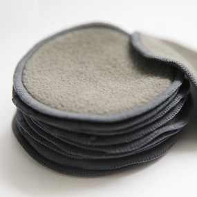 Makeup Remover Pad Manufacturer - Reusable Bamboo Carbon Fiber 8cm Round Washable Velour Charcoal Cotton