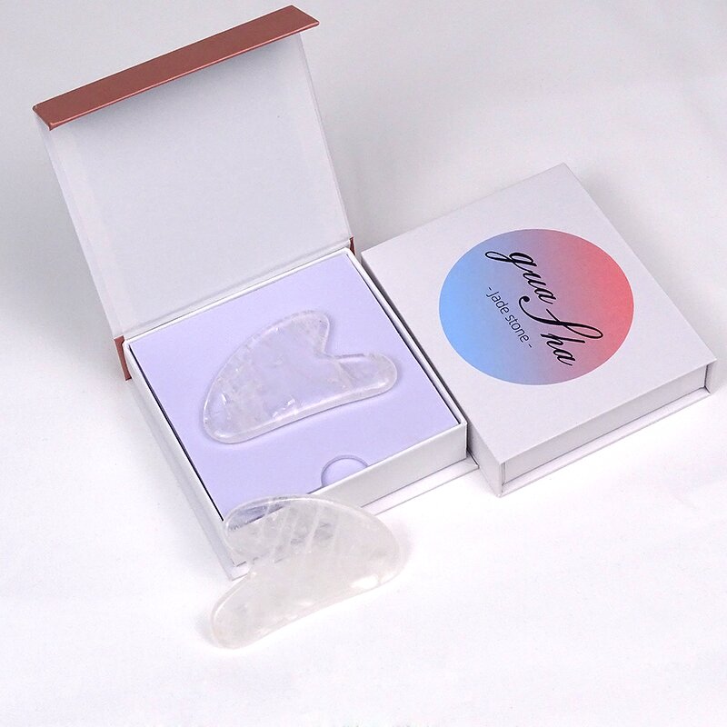 Gua Sha Tool Manufacturer - Custom Acupuncture Board White Crystal Rock Quartz Heart Shape for Body Neck Facial