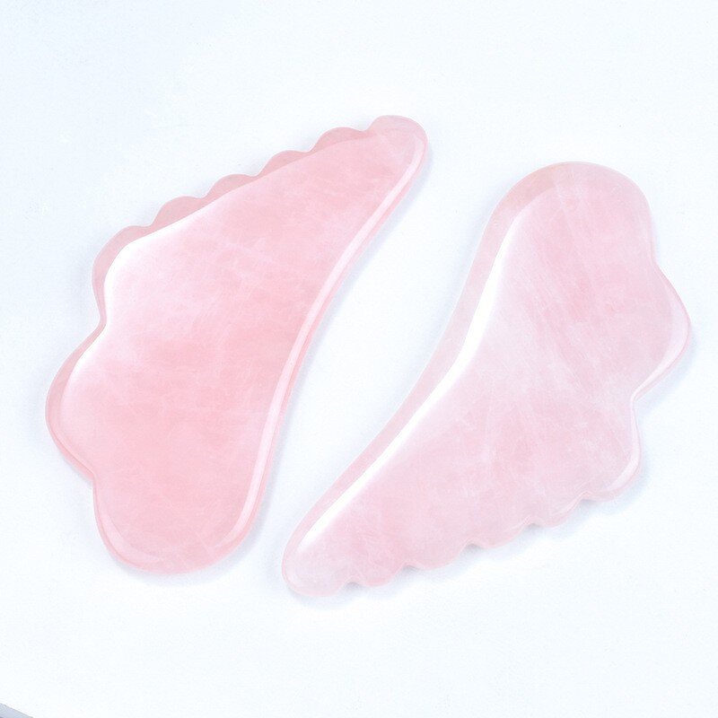 Gua Sha Tools Manufacturer - Natural Stone Set Rose Quartz White Jade Black Obsidian Grey Agate Angel Wing Shaped