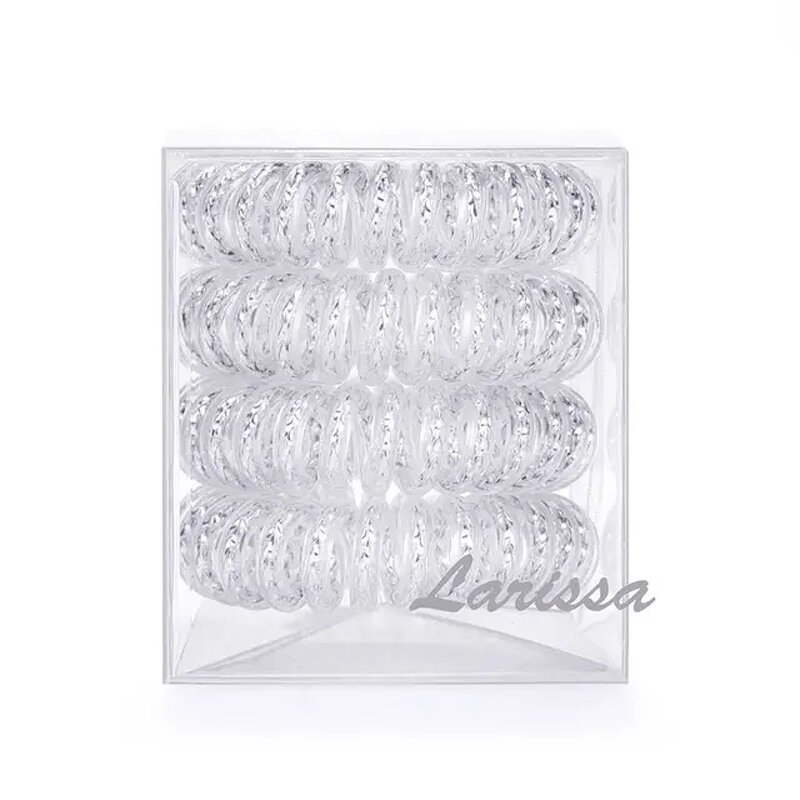 Hair Ties Manufacturer - Wholesales 4pcs/box Metallic Telephone Wire Traceless Spiral Strong Elastic Grip Coil