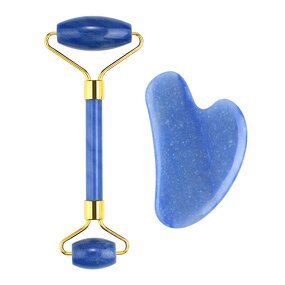 Facial Massager Set Manufacturer - Private Label Natural Blue Aventurine Facial Jade Roller & Gua Sha Set