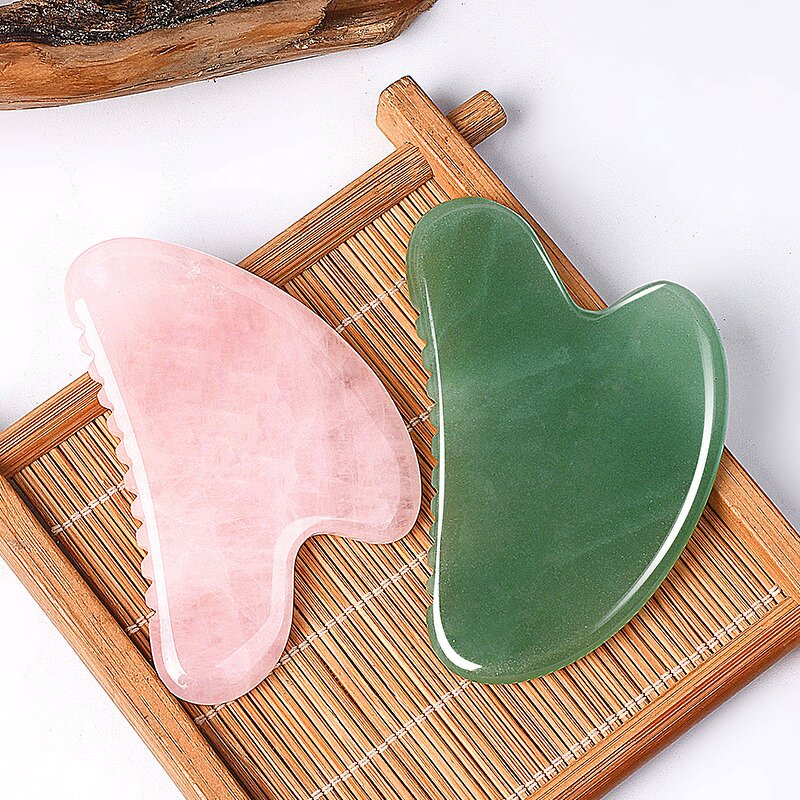 Gua Sha Massager Manufacturer - Customize Logo V Shaped Teeth on Side with Rose Quartz Jade Skincare Lifting