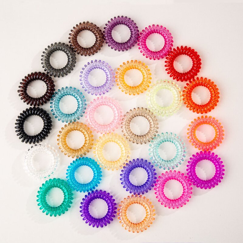 Hair Ties Manufacturer - Wholesales Women's Scrunchies 4cm Curly TPU Telephone Wire Line Elastic Rope