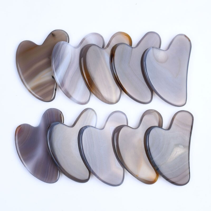 Gua Sha Tool Manufacturer - Customize Logo Grey Agate Natural Stone for Body Muscle Therapy & Skincare