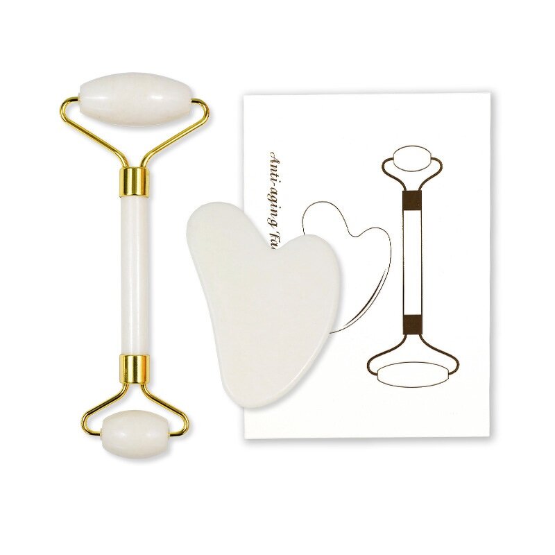 Facial Massager Kit Manufacturer - Wholesale Natural White Jade Roller Xiuyan Stone Guasha Scraping Board