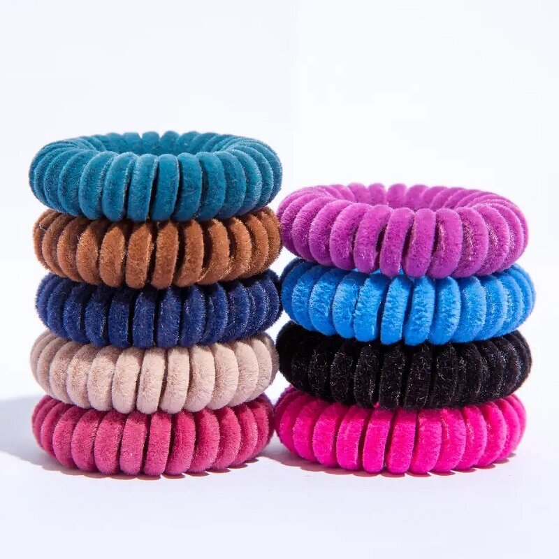 Hair Ties Manufacturer - Customizable Women Fashion Spiraled Rubber Band Telephone Wire Elastic Coil Ring