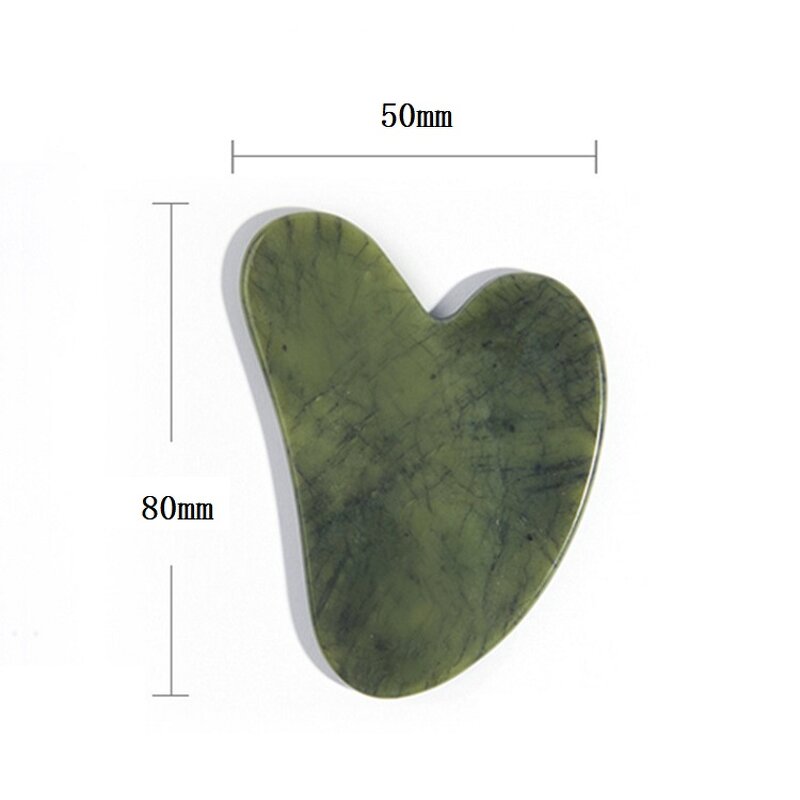 Gua Sha Set Manufacturer - Cheapest Dark Green Natural Jade Xiuyan Stone Heart Shaped Roller & Scraping Board