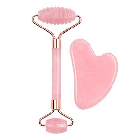 Facial Massager Set Manufacturer - SPA Collection Natural Rose Quartz Jade Roller and Gua Sha Anti Aging
