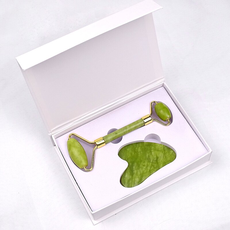 Facial Massager Set Manufacturer - Factory Direct Wholesale with Real Natural Green Jade Roller & Gua Sha