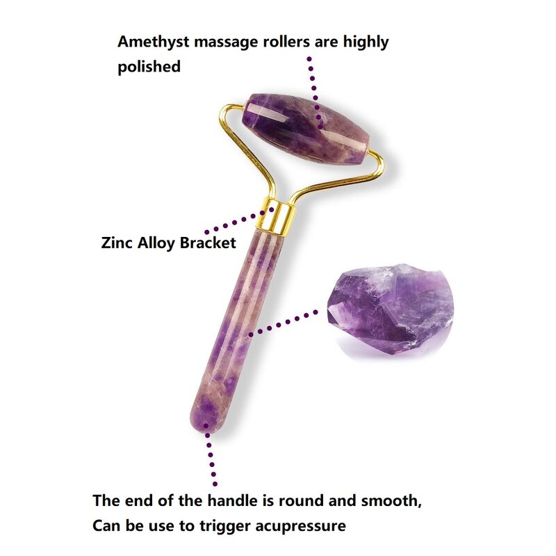 Facial Massager Manufacturer - Natural Stone Jade Acupressure Anti-Aging Crystal Single Head Amethyst
