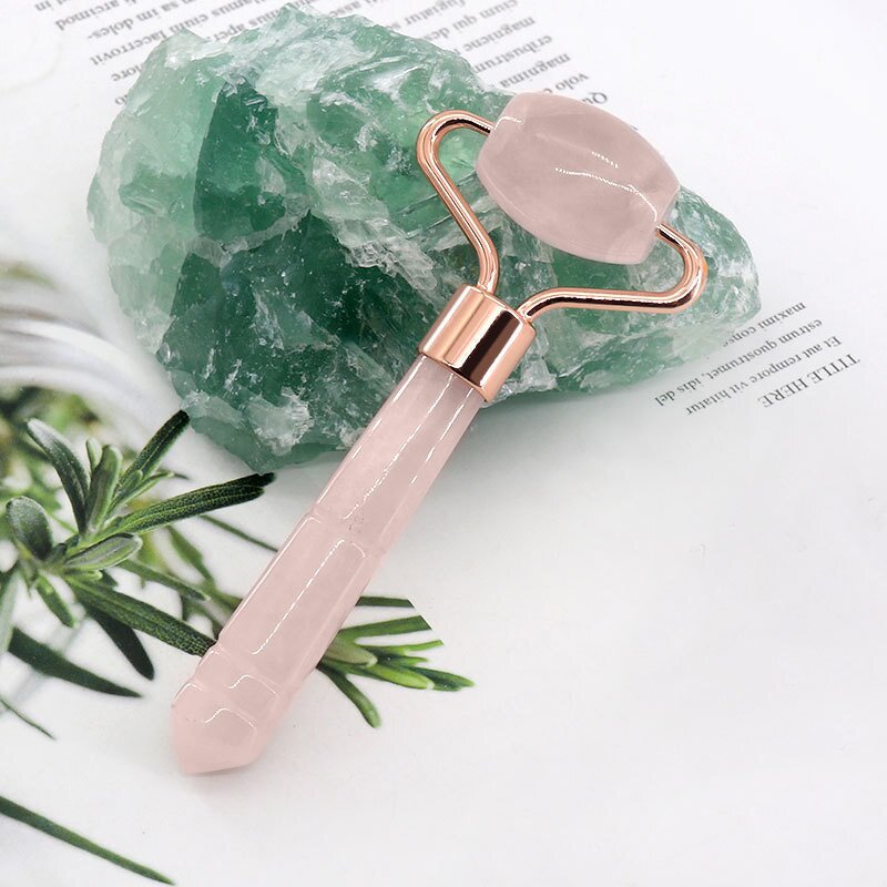 Jade Roller Manufacturer - 3D Acupressure Anti-Aging Single Head with Rose Quartz & Jade