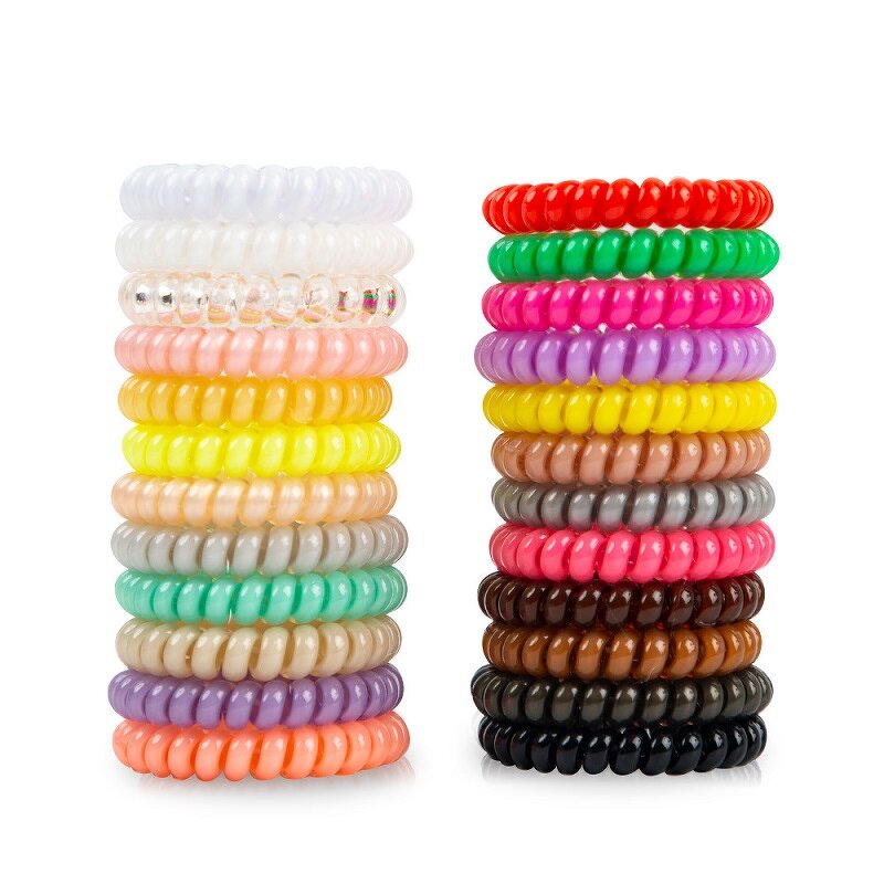 Hair Ties Manufacturer - Wholesales Women Jelly Jewelry 5.5CM Telephone Wire Spiral Coils Elastic