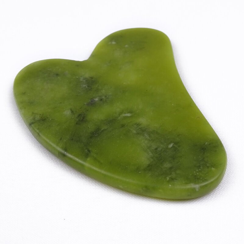 Gua Sha Tool Manufacturer - Cheapest Dark Green Natural Xiuyan Jade Heart Shaped for Face Body Massage