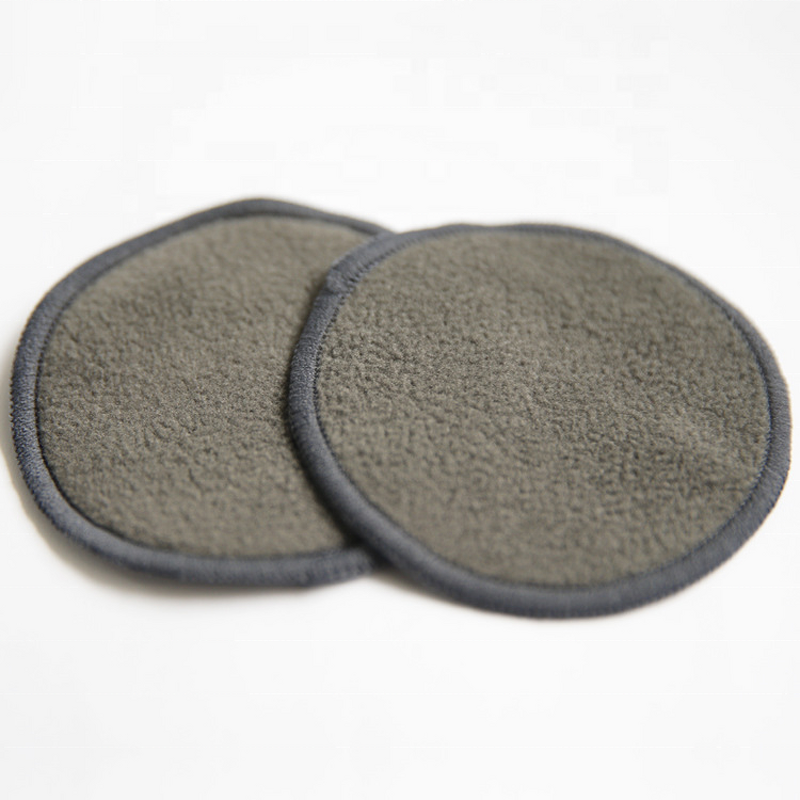 Makeup Remover Pad Manufacturer - Reusable Bamboo Carbon Fiber 8cm Round Washable Velour Charcoal Cotton