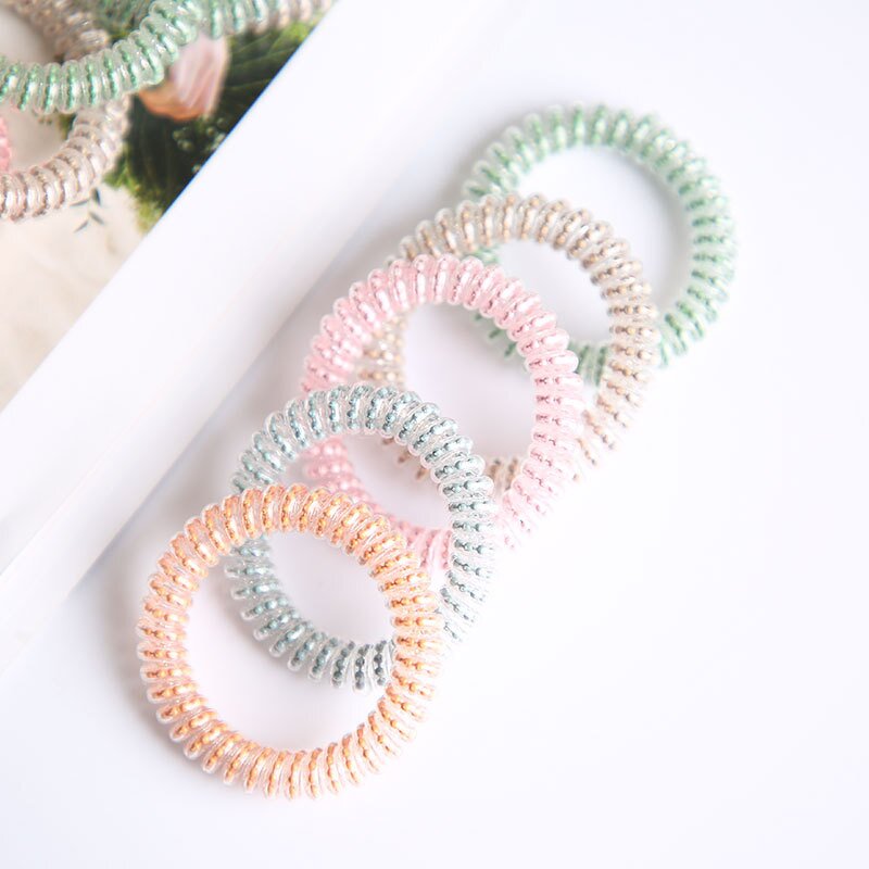 Hair Ties Manufacturer - Wholesale Women's Fashion Transparent Wire-Clamped Beaded Telephone Line Elastic Bands
