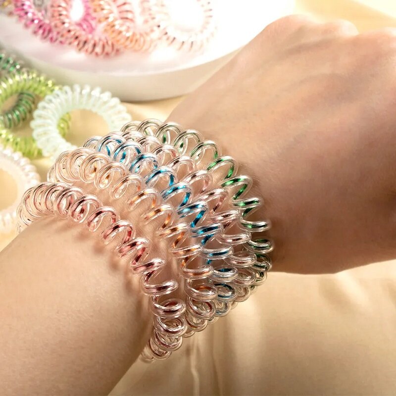 Hair Ties Manufacturer - Customized Size Strong Elastic Grip Coil Metallic Telephone Wire Traceless Spiral