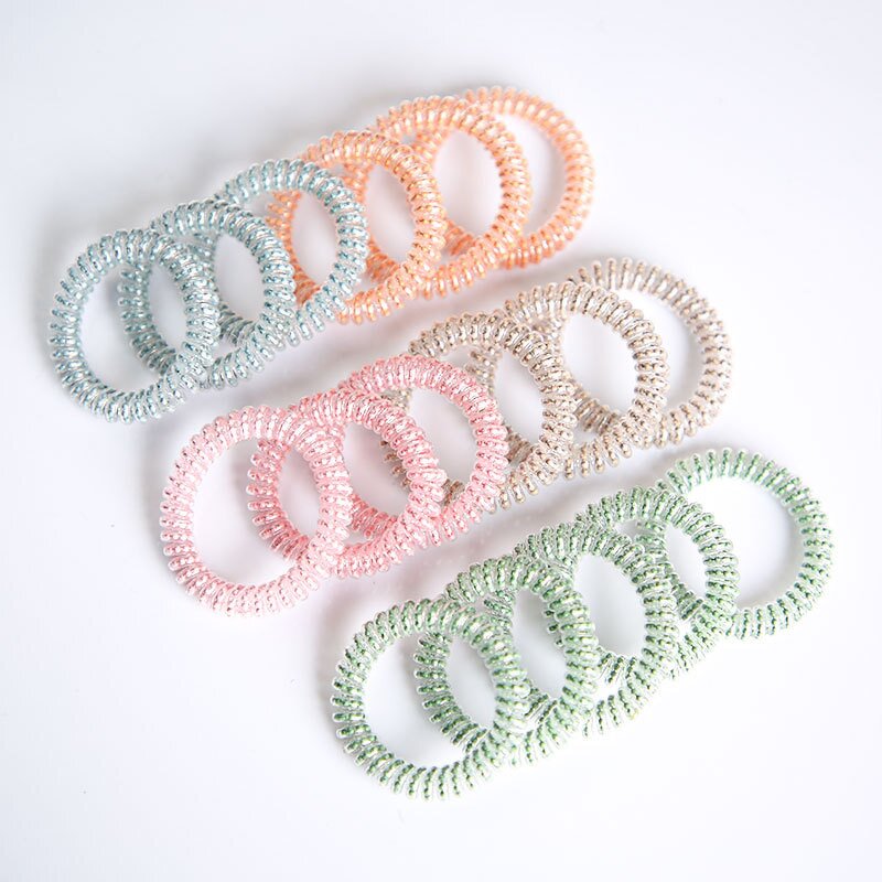 Hair Ties Manufacturer - Wholesale Women's Fashion Transparent Wire-Clamped Beaded Telephone Line Elastic Bands